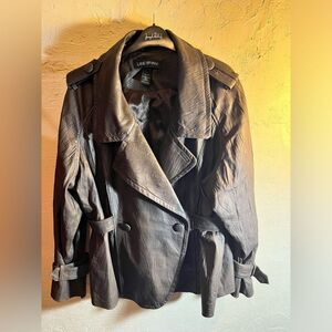 Leather jacket genuine PLUS 22/24 Lane Bryant chocolate brown looks brand new